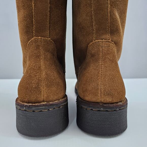 Born Mid Calf Boot Womens 8.5 Cognac Brown Suede Pull On Riding Rustic Fall - Picture 8 of 16